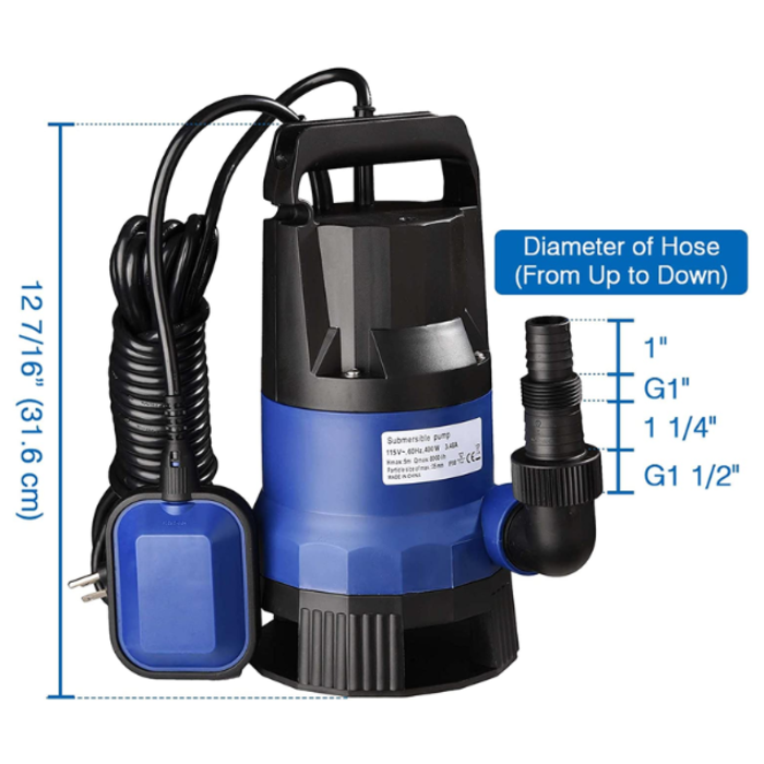 IND4180 1/2HP SUBMERSIBLE PUMP CLEAN/DIRTY WATER COPPER #PT-WPD12