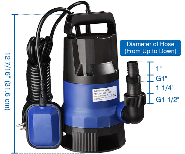 IND4180 1/2HP SUBMERSIBLE PUMP CLEAN/DIRTY WATER COPPER #PT-WPD12