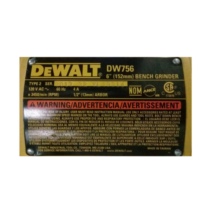 DEWALT IND5235 GRINDER/BENCH 6" DW756