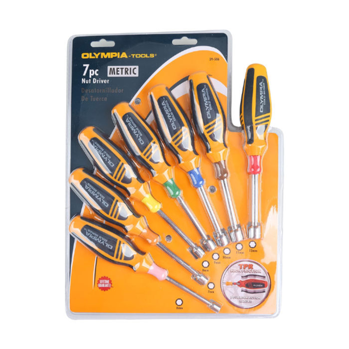 OLYMPIA TOOLS HAR9276 7 PCS METRIC NUT DRIVER SET - PART # 29-586 (OLYMPIA)