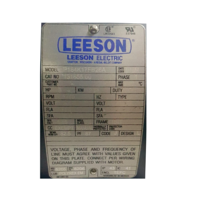 LEESON IND5361 MOTOR/LESSON 3HP 1740RPM 131855-WNR