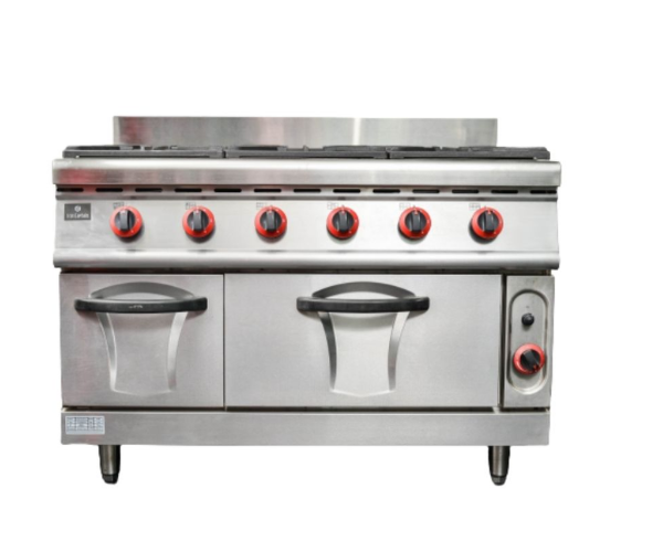 IRON CAPTAIN IND5488 6 BURNER STOVE AND GAS OVEN YS-RQ-6-B
