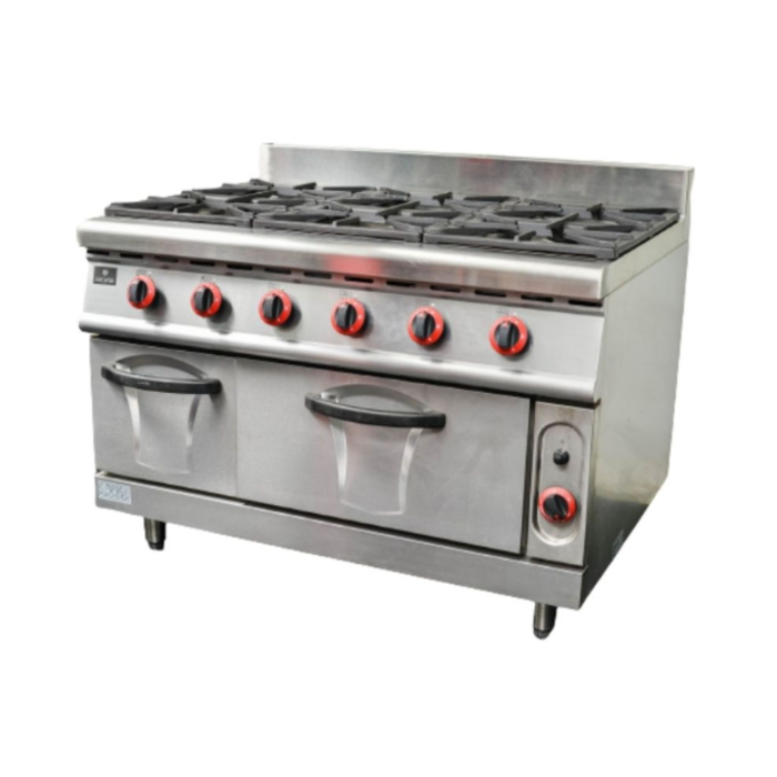 IRON CAPTAIN IND5488 6 BURNER STOVE AND GAS OVEN YS-RQ-6-B