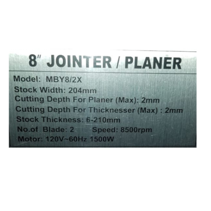 BETA STAR IND5512 8" JOINTER PLANER 120V 60HZ SINGLE PHASE MBY8/2X