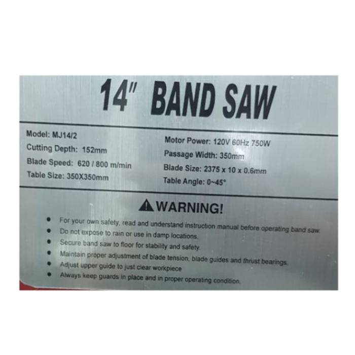 BETA STAR IND5513 14" BANDSAW 120V 60HZ 1100WATTS WOOD CUTTING