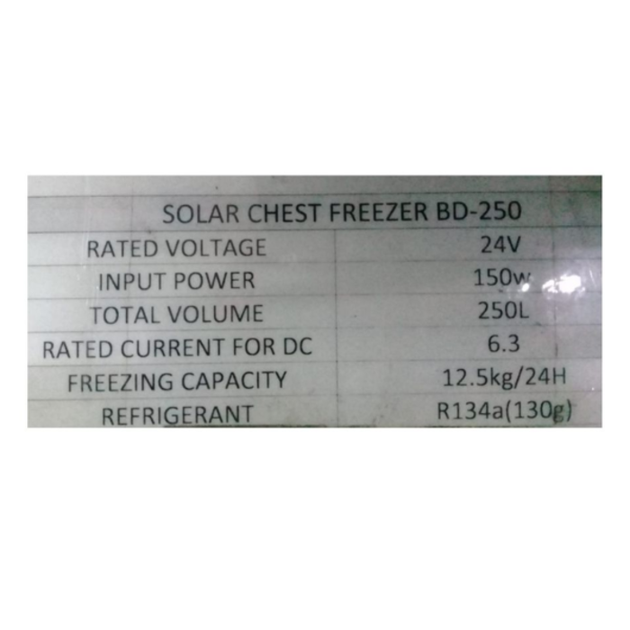 BETA STAR IND5546 SOLAR POWERED CHEST FREEZER 24V, BC250 -D/S