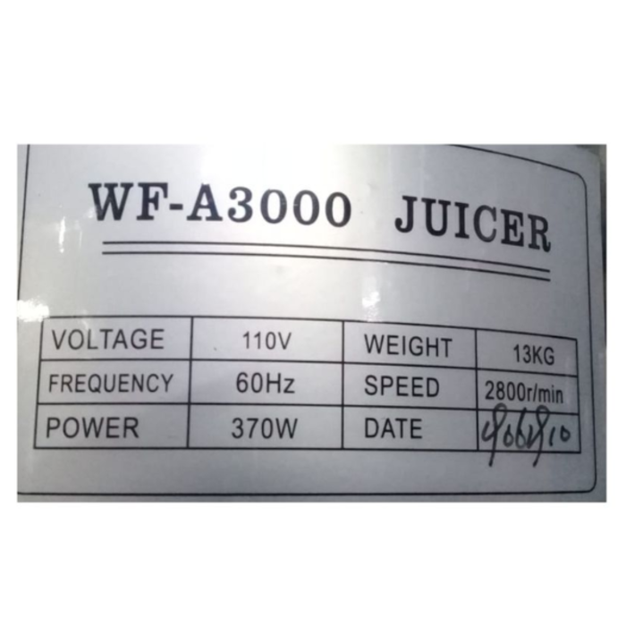 IRON CAPTAIN IND5582 FRUIT JUICER A-3000 110V, 60HZ