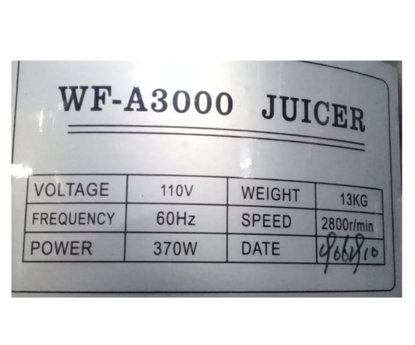 IRON CAPTAIN IND5582 FRUIT JUICER A-3000 110V, 60HZ