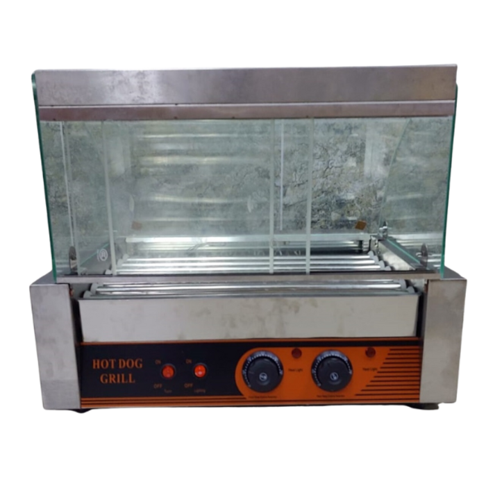 IRON CAPTAIN IND5599 HOT DOG MACHINE IR-HG5 5 TUBES/SS COVER/SLIDE GLASS DOOR 110V