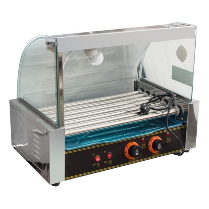 IRON CAPTAIN IND5599 HOT DOG MACHINE IR-HG5 5 TUBES/SS COVER/SLIDE GLASS DOOR 110V