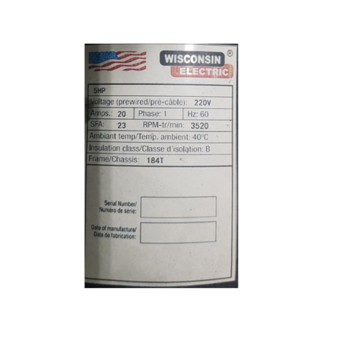 BETA STAR IND5633 MOTOR/ELECTRIC 5HP, 3450RPM,220, 60HZ BETASTAR