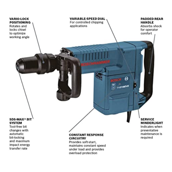 BOSCH IND5700 BOSCH 120 SDS MAX DEMOLITON HAMMER DRILL 11316EVS