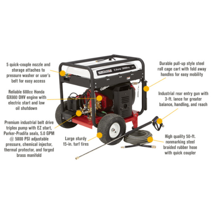 NORTHSTAR IND5707 5000 PSI HONDA/NORTHSTAR GASOLINE PRESSURE WASHER. PART #1571493