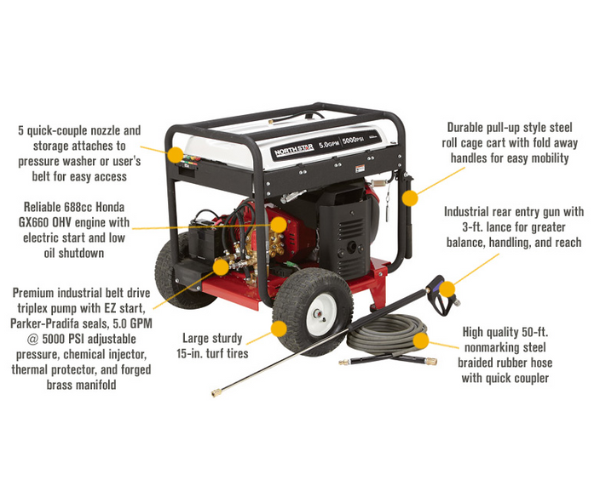 NORTHSTAR 5000 PSI GASOLINE PRESSURE WASHER (IND5707)