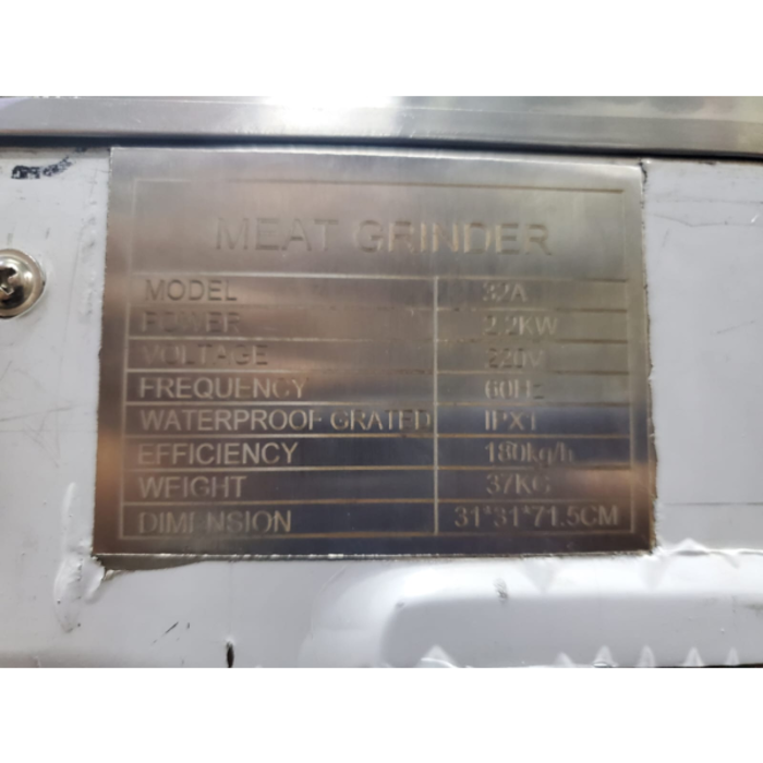 IRON CAPTAIN IND5756 MEAT GRINDER 32A, 220 VOLTS, 60HZ