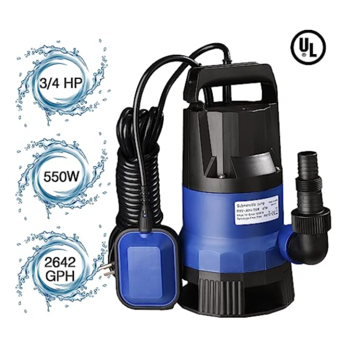 IND5798 YESCOM 3/4 HP SUBMERSIBLE WATER PUMP 2642GPH 550W 110V 60HZ