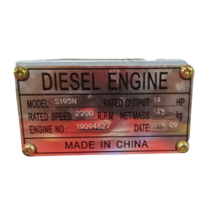 KING POWERFUL IND9538 ENGINE/DIESEL 14HP S195N-D/S