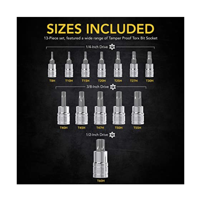 LEXIVON HAR9201 LEXIVON TORX BIT SOCKET SET 13PC STAR T8-T60 SET