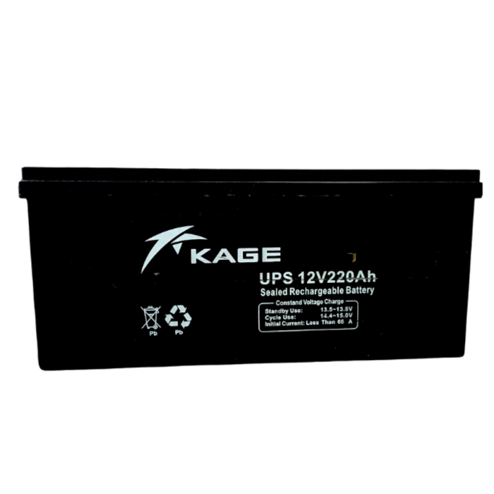 KAGE VEH11977 INVERTER DEEP CYCLE BATTERY MF12V220AMP SOLAR L 19.5''- W -9'' H- 8.5''