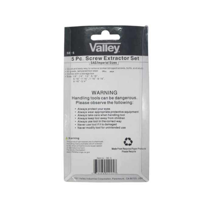 VALLEY TOOLS HAR8381 EXTRACTOR/SCREW KIT DB-SE