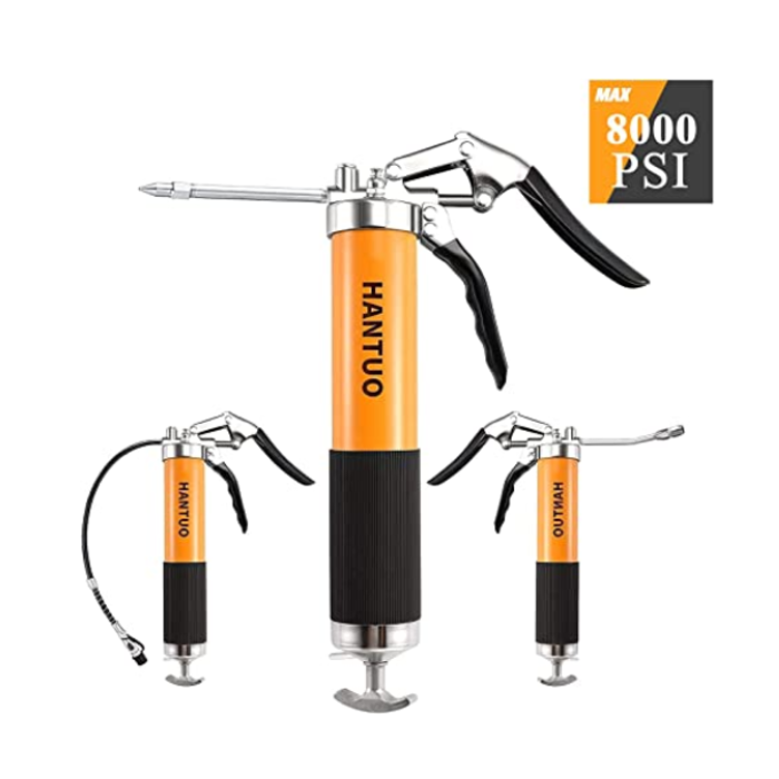 HANTUO HAR9180 HANTUO GREASE GUN 8000 PSI WITH 14 OZ LOAD, 12" FLEX HOSE- 555140