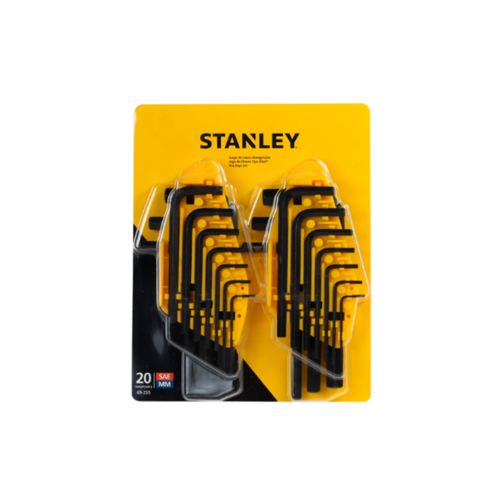 STANLEY HAR8524 20PC METRIC/SAE ALLAN HEX KEY SET #69-255
