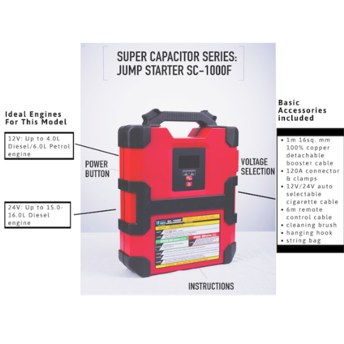 JS BATT LESS VEH24011 SUPER CAPACITOR JUMP STARTER - 12VSC-1000F