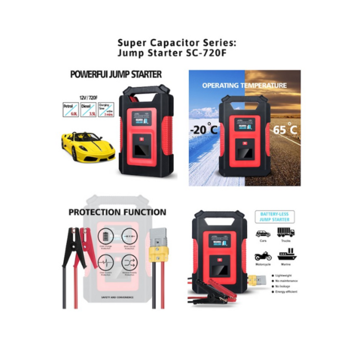 JS BATT LESS VEH24010 SUPER CAPACITOR JUMP STARTER - 12VSC-720F