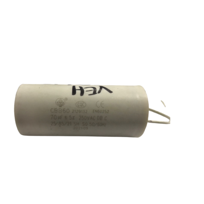 VEH23612 70UF/250V CAPACITOR CBB60, WHITE COLOR