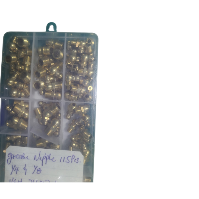 VEH24071 BOERAY 115PCS 1/4" 1/8" HYDRAULIC GREASE BRASS ZERK FITTING SAE