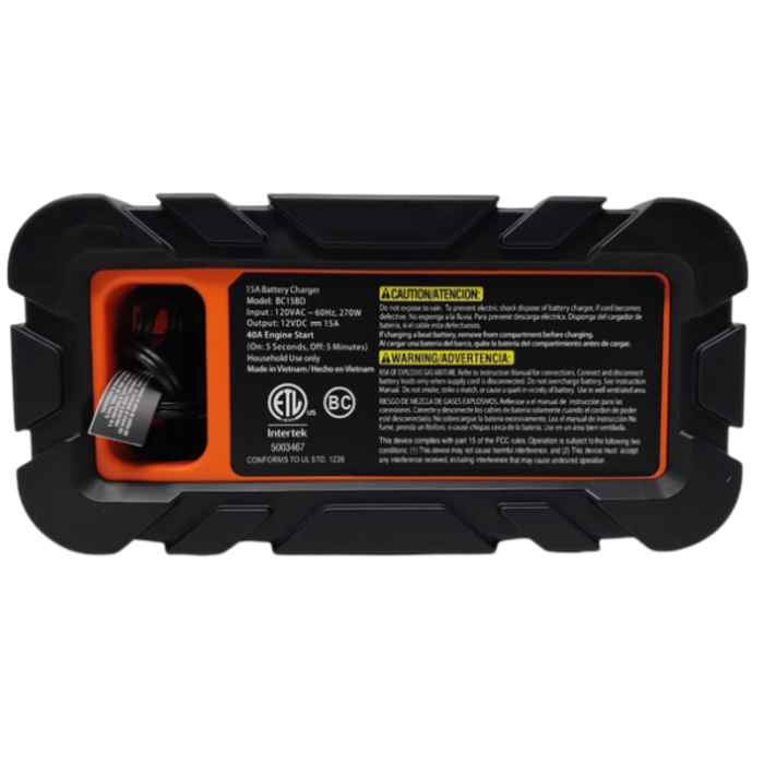 BLACK & DECKER VEH22702 15AMP AUTOMATIC BATTERY CHARGER