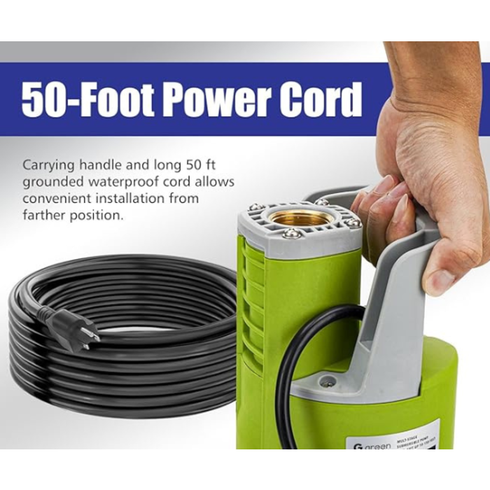 G GREEN EXPERT HAR9479 1HP SUB WATER PUMP HIGH PRESSMAX HEAD 150FT 1800GPH 203660