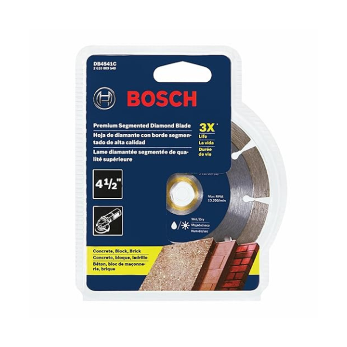 BOSCH HAR9362 PREMIUM SEGMENTED DIAMOND BLADE 4 1/2" FOR CONCRETE, BLOCK AND BRICK DB4541C