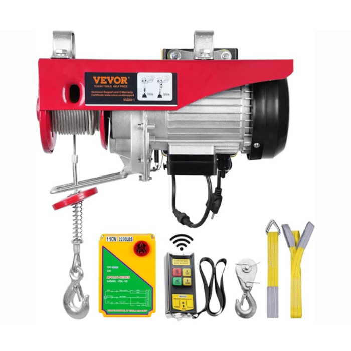 VEVOR VEVOR 2200 LBS 1600W 110V ELECTRIC HOIST WITH 328FT WIRELESS REMOTE CONTROL, 40FT SINGLE CABLE LIFTING HEIGHT #1458350 (IND5878)