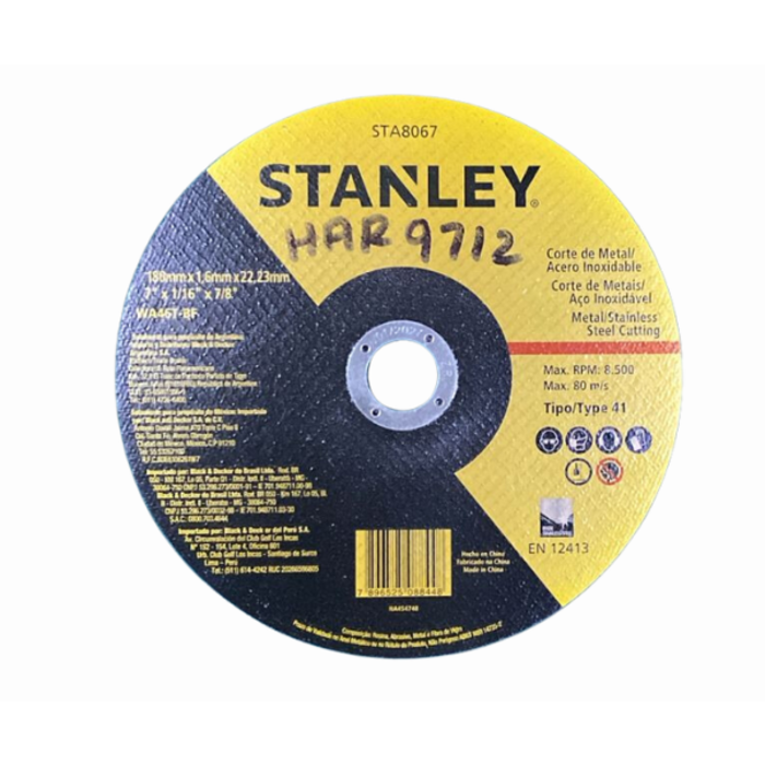 STANLEY HAR9712/  CUTTING WHELL 180 X 1.6 X 22.2  #STA8067