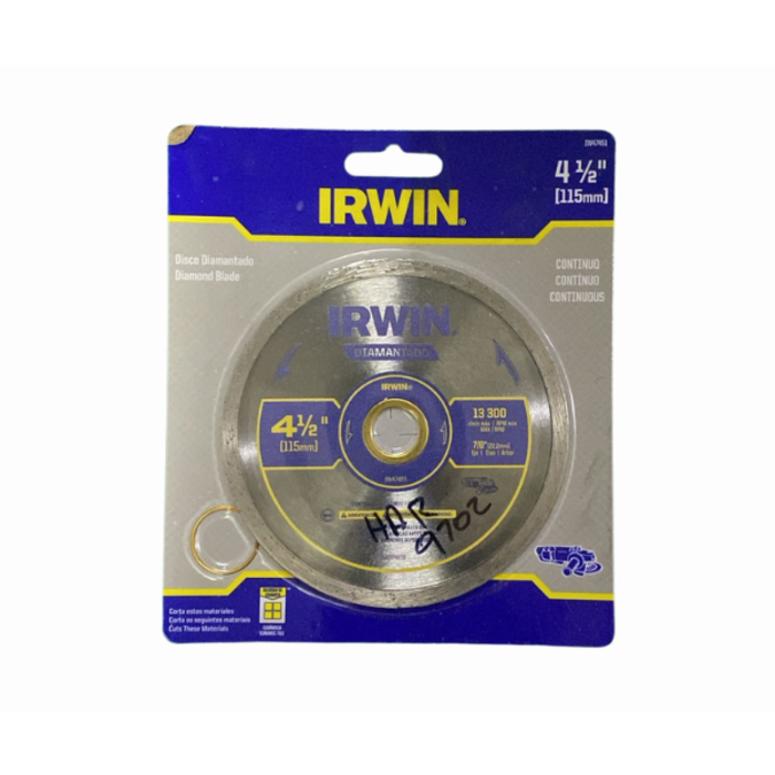 IRWIN TOOLS HAR9702/ DIAMOND BLADE CONTINUOUS 4 1/2 X7/8