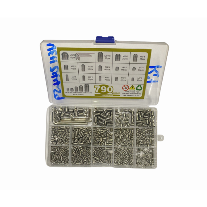 VEH24459/26 SIZE METRIC SET SCREW ASSORTMENT 790PCS