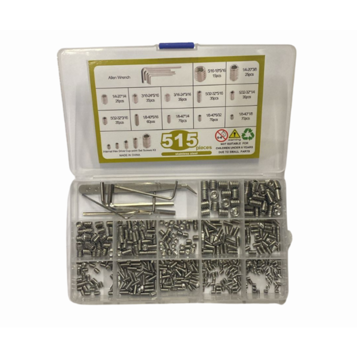 VEH24485/26 SIZE IMPERIAL + SAE SET SCREW ASSORTMENT 515PC