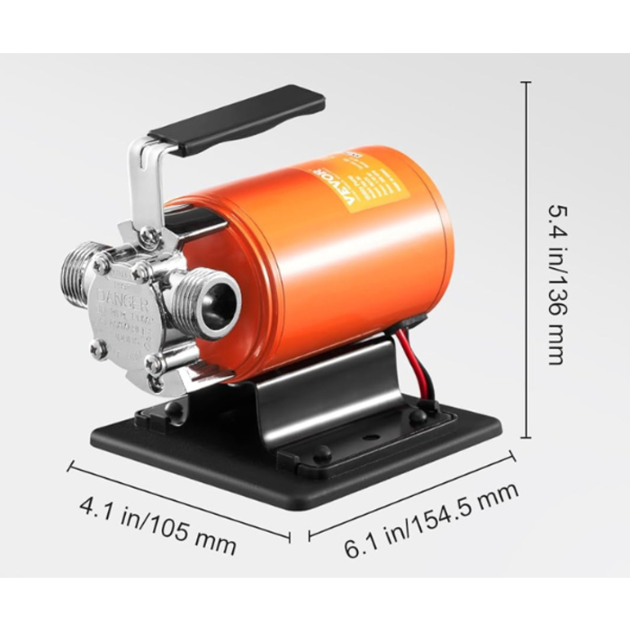VEVOR IND5885//VEVOR WATER TRANSFER PUMP 12V #ZX50012  1/10HP 13AMP