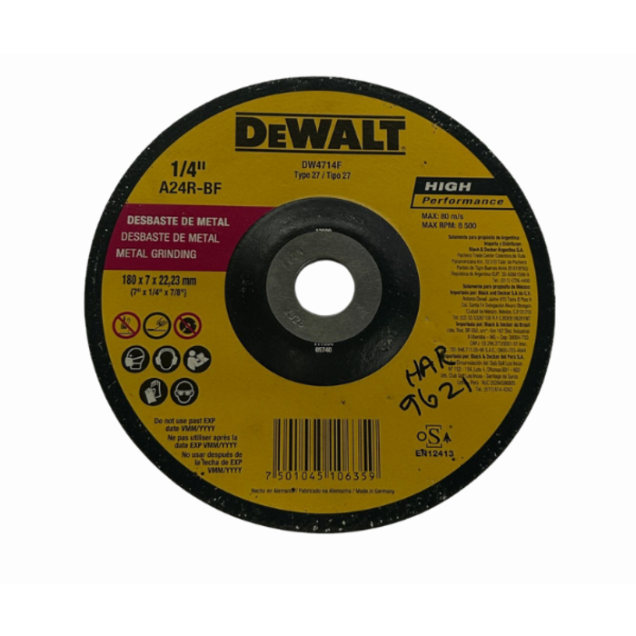 DEWALT HAR9621//7*1/4IN METAL GRINDING DISC GP BULK//DW4714F