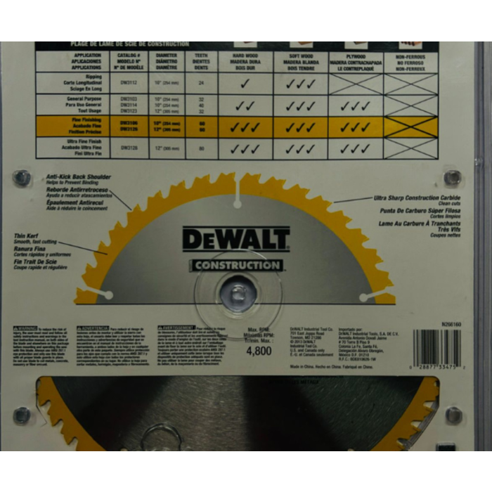 DEWALT HAR2083 BLADE/CIR.SAW 12"60T 12191