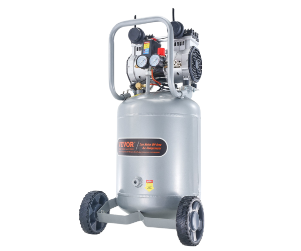 VEVOR IND5929/ VEVOR 13 GALLON AIR COMPRESSOR , 125PSI WORKING PRESSURE 2HP 4.6 SCFM@90PSI OIL FREE 110V #DOF1500-50V-1-D/S