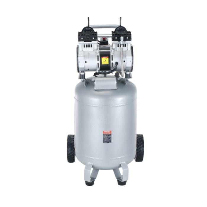 VEVOR IND5929/ VEVOR 13 GALLON AIR COMPRESSOR , 125PSI WORKING PRESSURE 2HP 4.6 SCFM@90PSI OIL FREE 110V #DOF1500-50V-1-D/S
