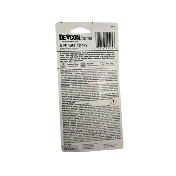 DEVCON VEH11818 PLASTIC STEEL 5 MINUTE EPOXY