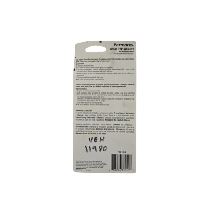 PERMATEX VEH11980 CLEAR SILICONE 3OZ