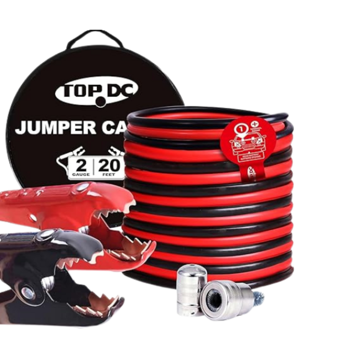 VEH24626/TOPDC 2 GAUGE 20 FEET JUMPER CABLES FOR CAR, SUV AND TRUCKS BATT
