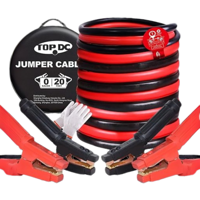 VEH24624/TOPDC JUMPER CABLES HEAVY DUTY 0 GAUGE 20 FEET 1000AMP