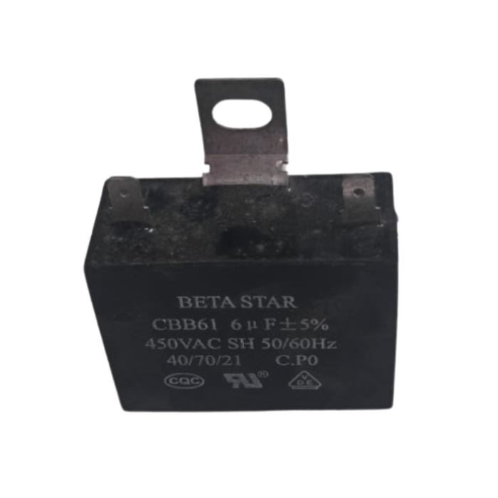 BETA STAR VEH15207 CBB61 CAPACITOR 6UF 450V 50/60HZ 2PIN