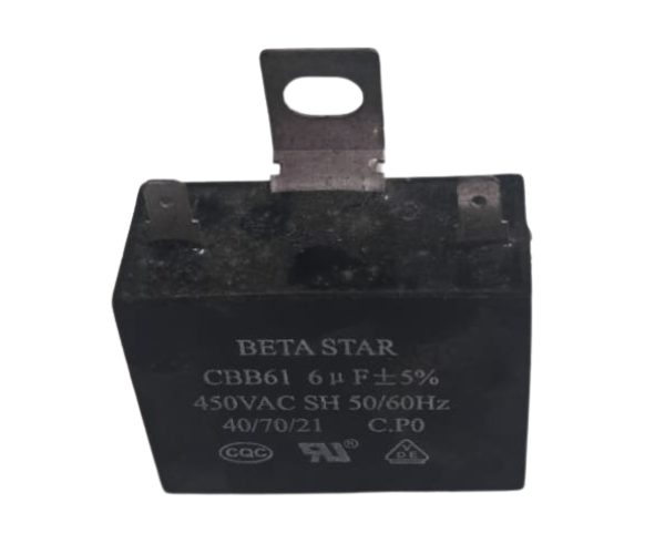 BETA STAR VEH15207 CBB61 CAPACITOR 6UF 450V 50/60HZ 2PIN