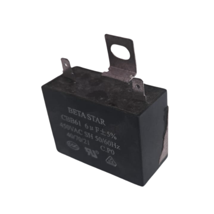 BETA STAR VEH15207 CBB61 CAPACITOR 6UF 450V 50/60HZ 2PIN